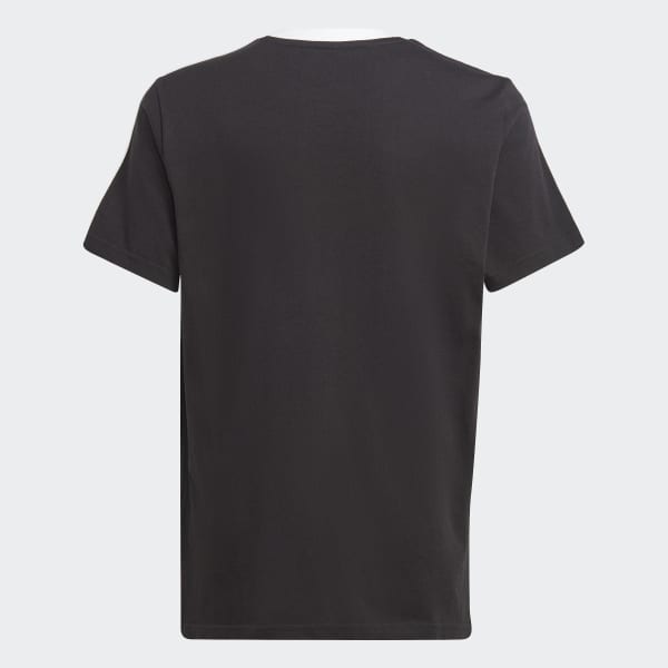 Schwarz Essentials 3-Streifen Cotton Loose Fit Boyfriend T-Shirt