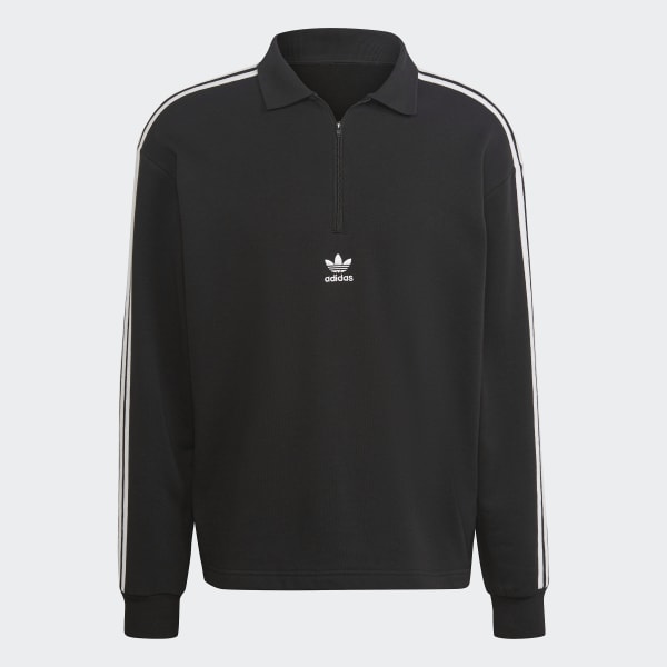 Black Adicolor 3-Stripes Long Sleeve Polo Shirt