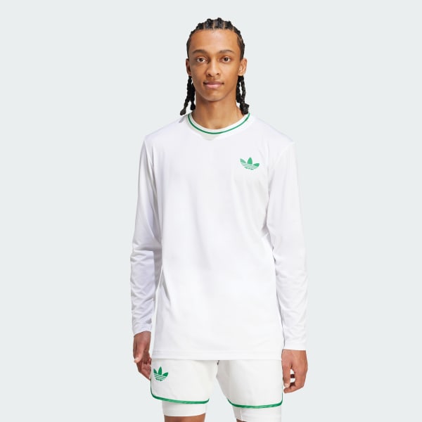 สีขาว เสื้อยืดแขนยาว Tennis Pro Climacool