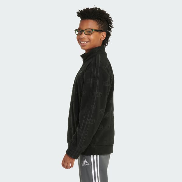 adidas Long Sleeve Brand Love Printed Cozy Half-Zip Pullover - Black |  Kids' Training | adidas US