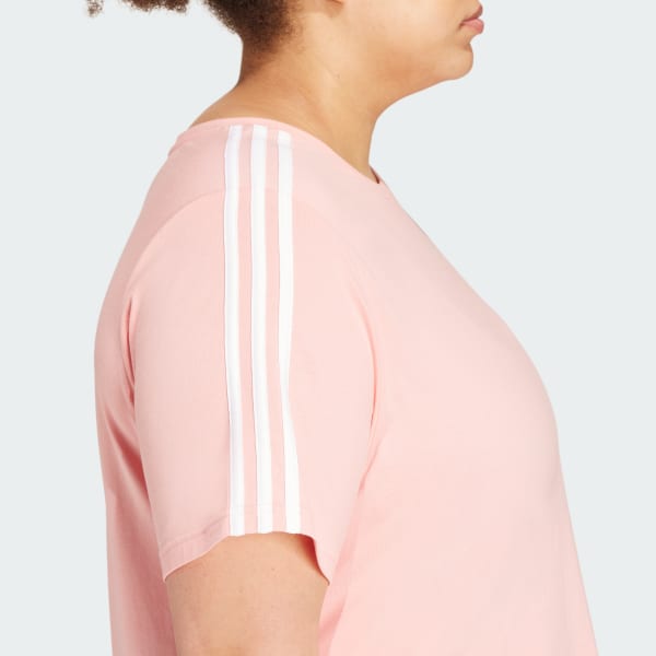adidas Essentials Slim 3-Stripes Tee (Plus Size) - Pink