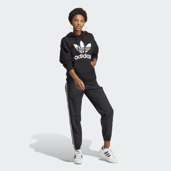 Svart Trefoil Hoodie