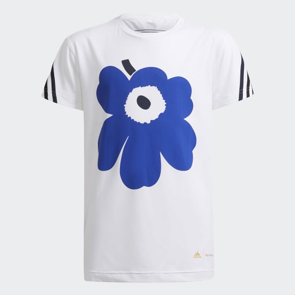 Blanco Camiseta Marimekko Primegreen AEROREADY Training 3 Rayas Estampado Floral