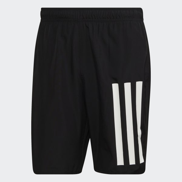 Czerń Classic Length 3-Stripes Swim Shorts