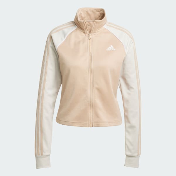 Beige adidas tracksuit womens best sale