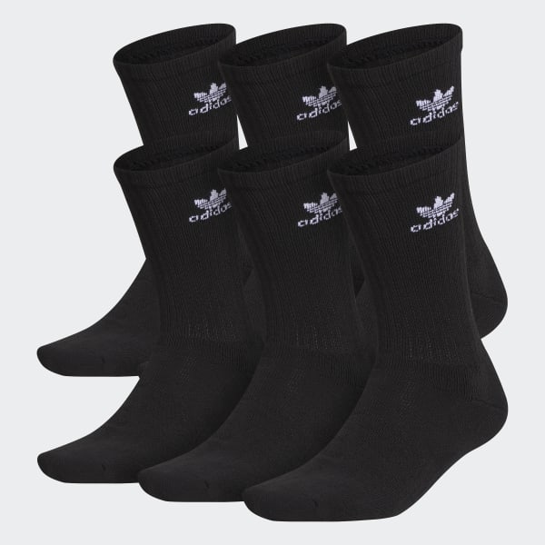 Black Trefoil Crew Socks 6 Pairs CWE04A