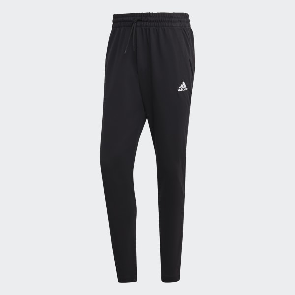Negro Pants Essentials Tejido Jersey Pierna Cónica Dobladillo Abierto