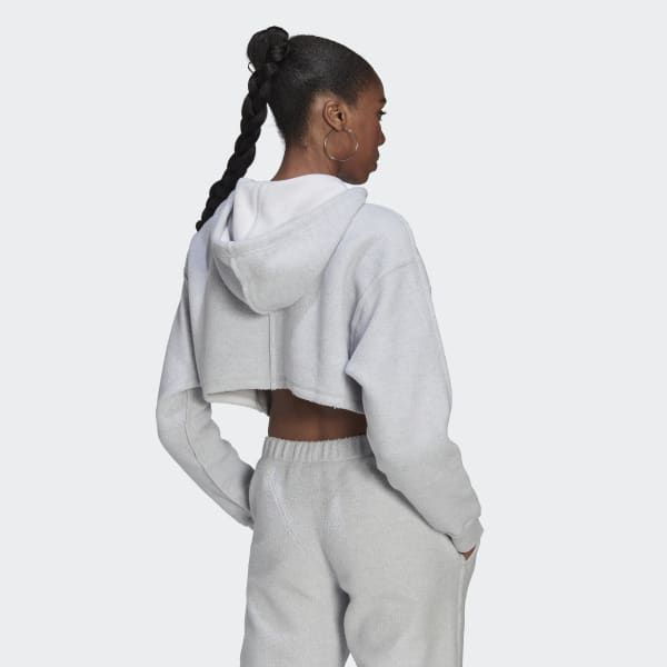 adidas Crop Full-Zip Loungewear Hoodie - Grey