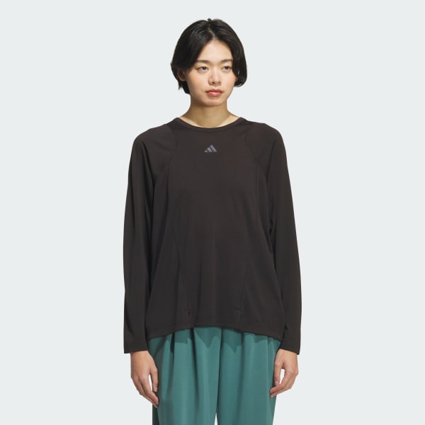 アディダス ラックスフロー ルーズフィット 長袖Tシャツ - ブラック アディダス ラックスフロー ルーズフィット 長袖Tシャツ - ブラック