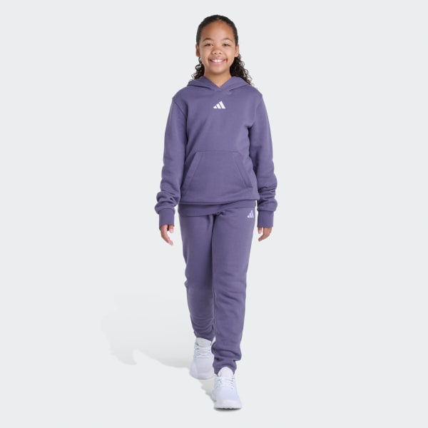 adidas 2-Piece Long Sleeve Fleece Pullover & Jogger Set - Purple