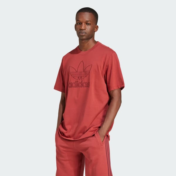 adidas Adicolor Outline Trefoil Tee - Red | Free Shipping