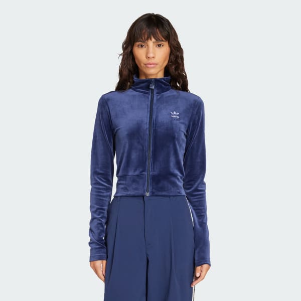 Blue 에센셜 벨벳 피티드 트랙 탑