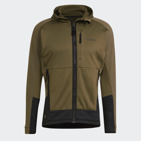 Zielony Terrex Tech Flooce Hooded Hiking Fleece Jacket