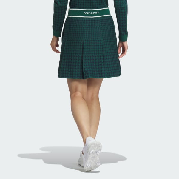 グリーン 【ゴルフ】PRIMEKNIT ハウンドトゥース プリーツスカート