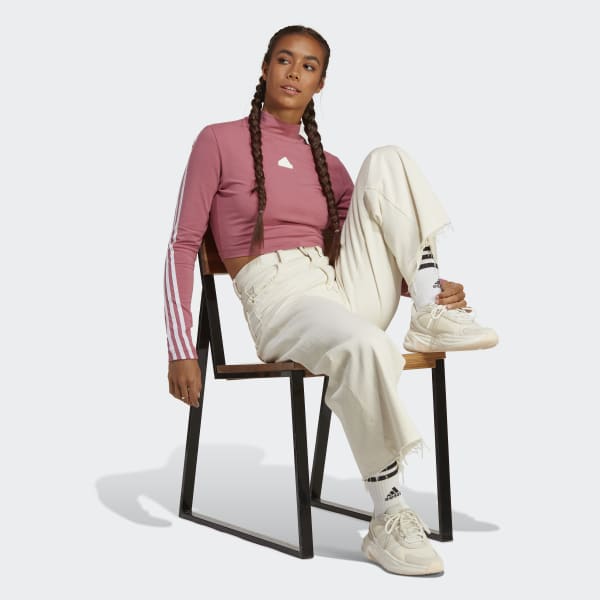 Pink Future Icons 3-Stripes Mock Neck Top