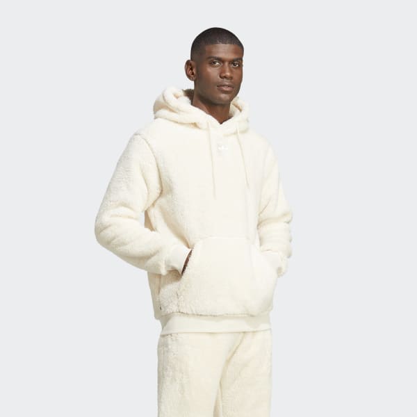 adidas Essentials+ Fluffy Fleece Hoodie - White