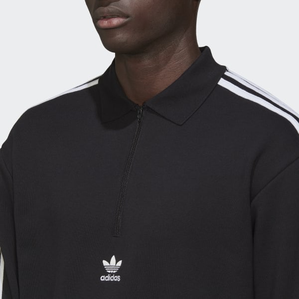 Zwart Adicolor 3-Stripes Poloshirt met Lange Mouwen KO025