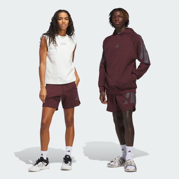 Bordo adidas Basketball Spacer Şort (Unisex)