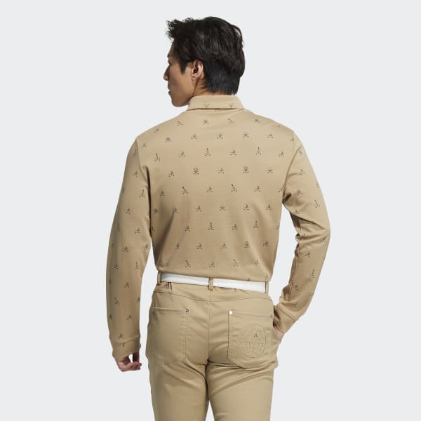 Beige AEROREADY Play Green Monogram Long Sleeve Polo Shirt UB577