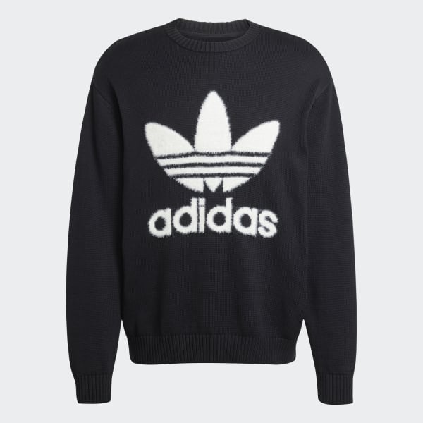 ★adidas★PREMIUM KNITTED TREFOIL CREW SWEATSHIRT★追跡可 adidas Premium Knitted Trefoil Crew Sweatshirt - Black