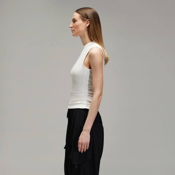 White Y-3 W Fitted Tank Top