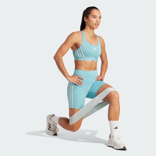 Τιρκουάζ Training Essentials 3-Stripes High-Waisted Short Leggings