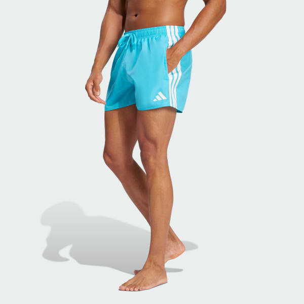Turquoise 3-Stripes Swim Shorts 3-Inch