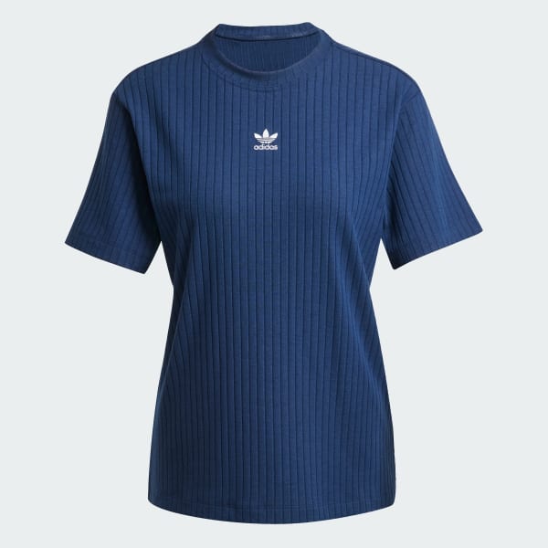 Azul Camiseta Essentials Acanalado Ancho