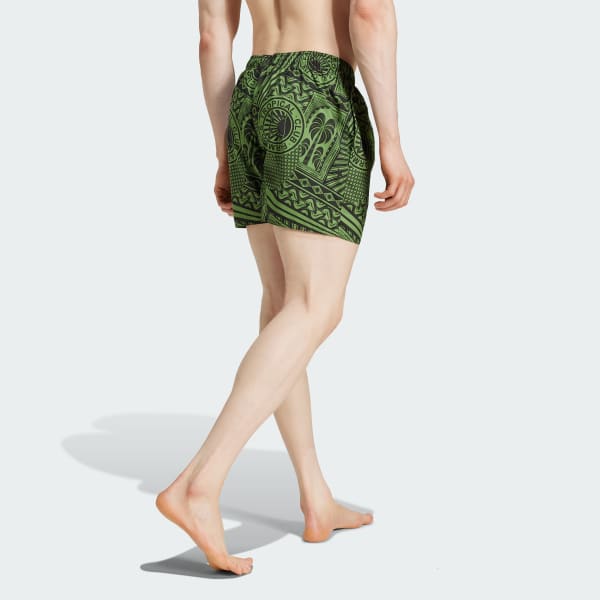 Green adidas x FARM 3-Stripes Swim Shorts 5-Inch