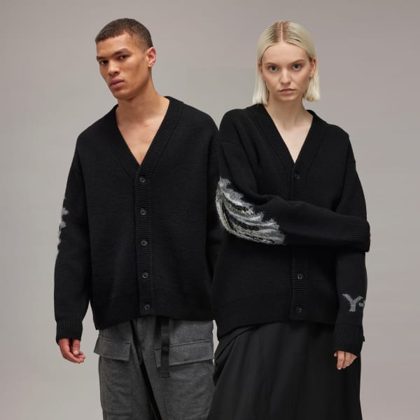 Black Y-3 Graphic Knit Cardigan