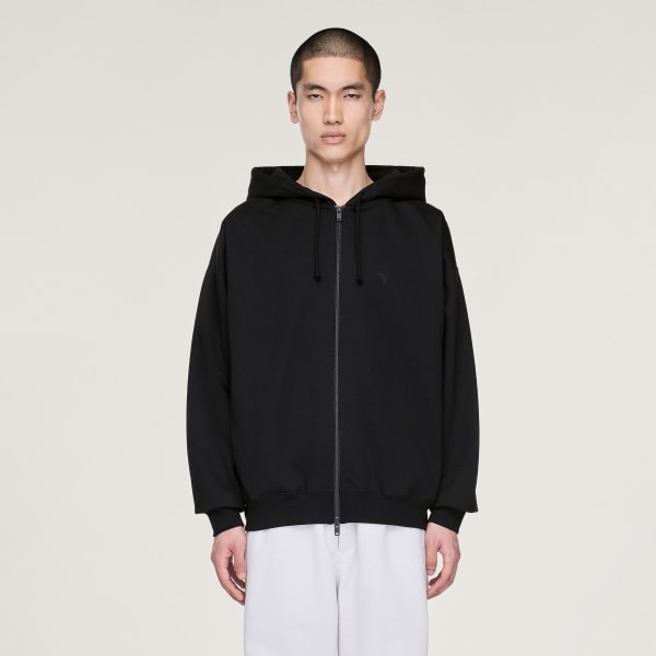Black Y-3 Brushed Terry Zip Hoodie