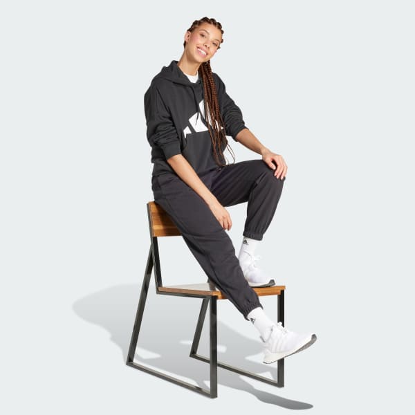 Negro Polera con capucha Essentials Big Logo French Terry Loose