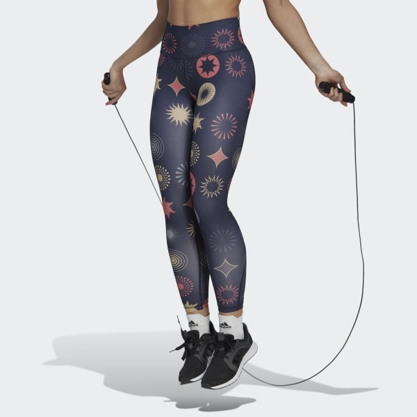 Blauw Optime Training Printed Lange Legging LOR19