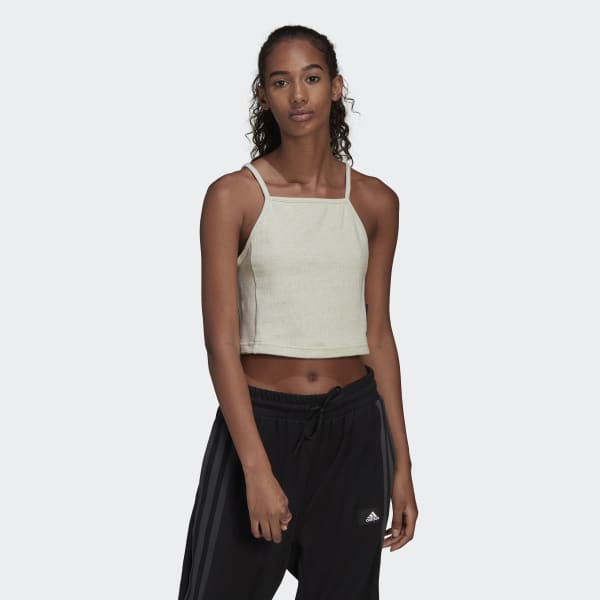 Beige Playera sin Mangas Studio Lounge Acanalado