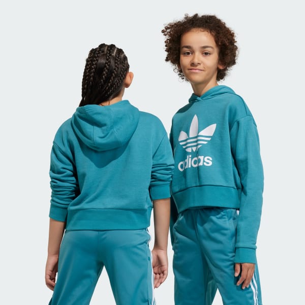 Turquoise Adicolor Cropped Hoodie