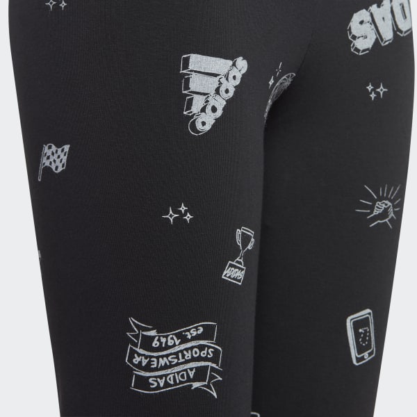 Black Brand Love Allover Print Leggings Kids