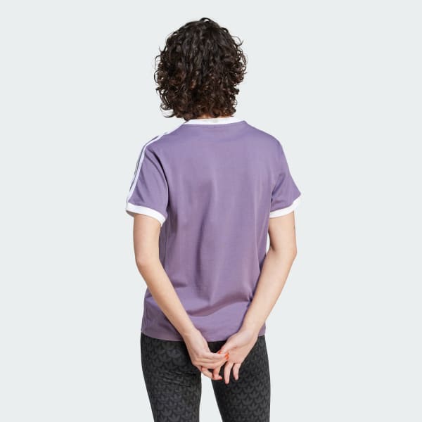 Violeta Remera Adicolor Classics 3 Tiras