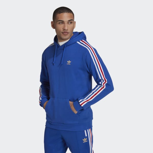 Polera con Capucha 3 Tiras - Azul adidas | adidas Peru