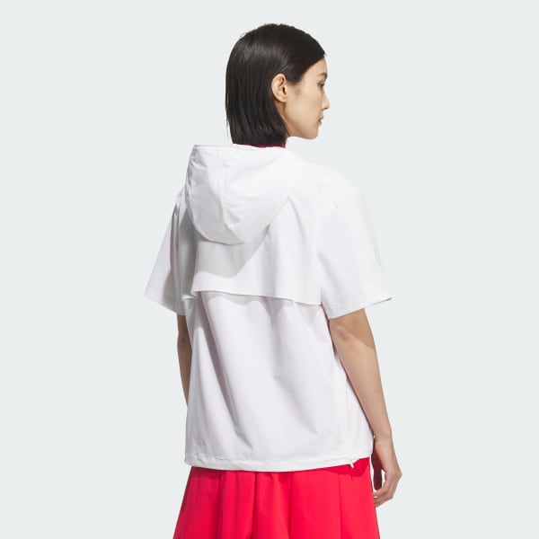 White Adizero Quarter-Zip Short Sleeve Hooded Pullover