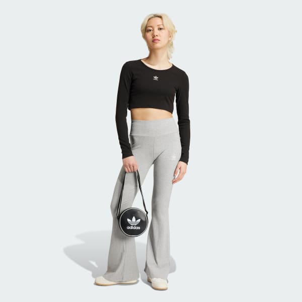 Black Essentials Ribbed Crop Long Sleeve Tee