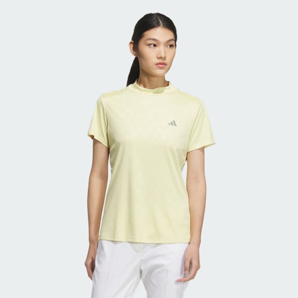 Yellow AEROREADY Deboss Mock Neck Short Sleeve Shirt