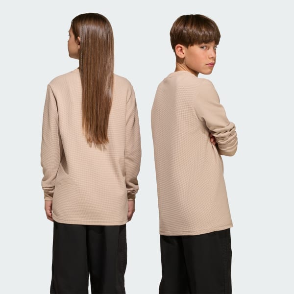 Beige LÅNGÄRMAD VÅFFELTRÖJA