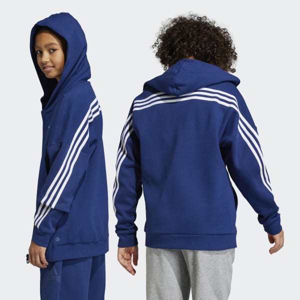 Bleu Veste de survêtement zippée à capuche Future Icons 3-Stripes