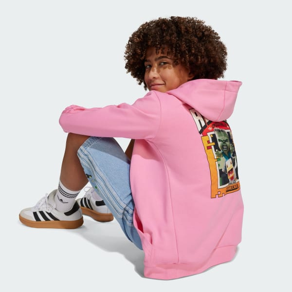 Rosa Sudadera con Gorro adidas Originals x Minecraft Estampada