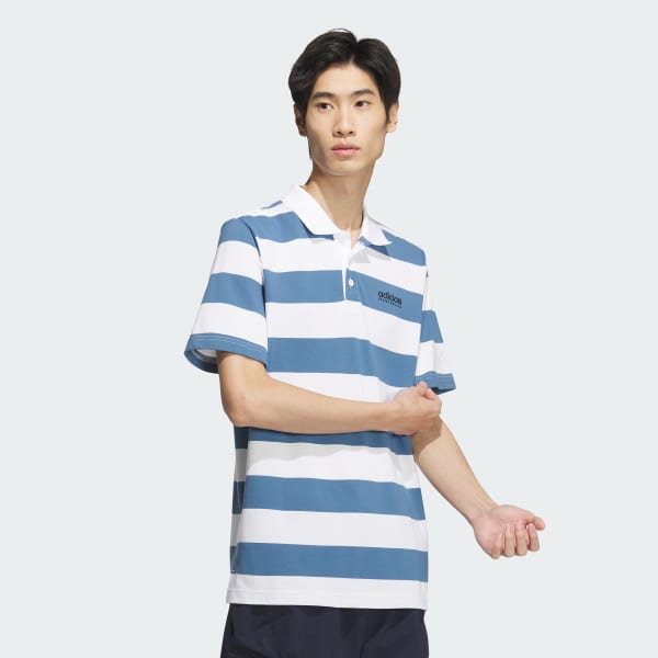 White Piqué Stripe Polo Shirt