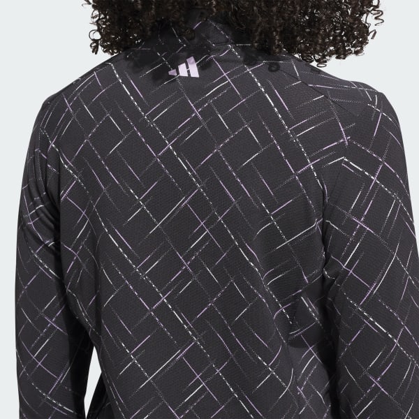 adidas Ultimate365 Printed Quarter-Zip Mock Neck Top - Black