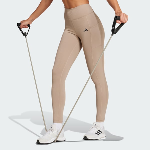 Brązowy Optime Rib 7/8 Leggings