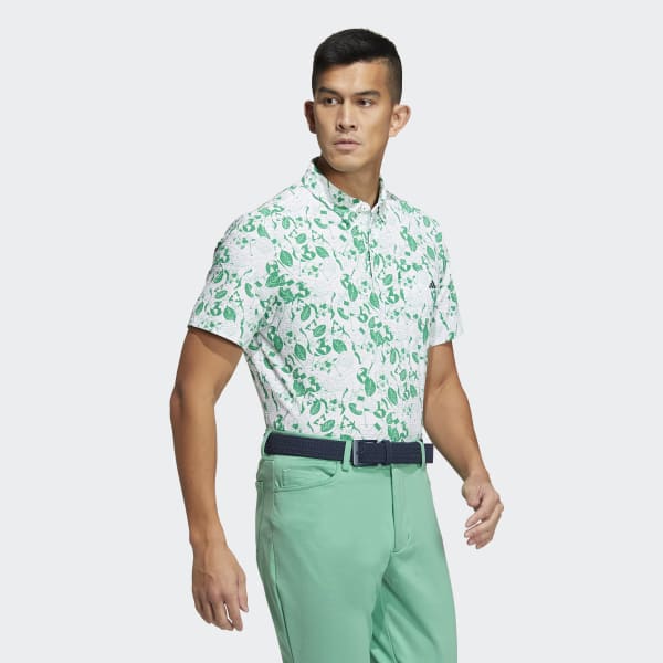 White Play Green Graphic Golf Polo Shirt