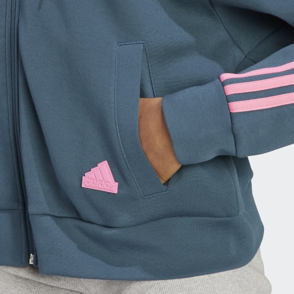 Felpa con cappuccio Future Icons 3 Stripes Full Zip Turchese adidas adidas Italia