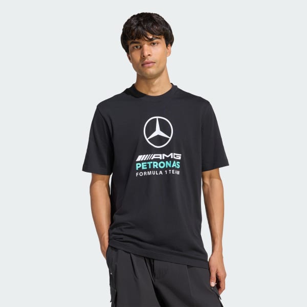 สีดำ เสื้อยืดพิมพ์ลาย MERCEDES - AMG PETRONAS FORMULA 1 TEAM DNA